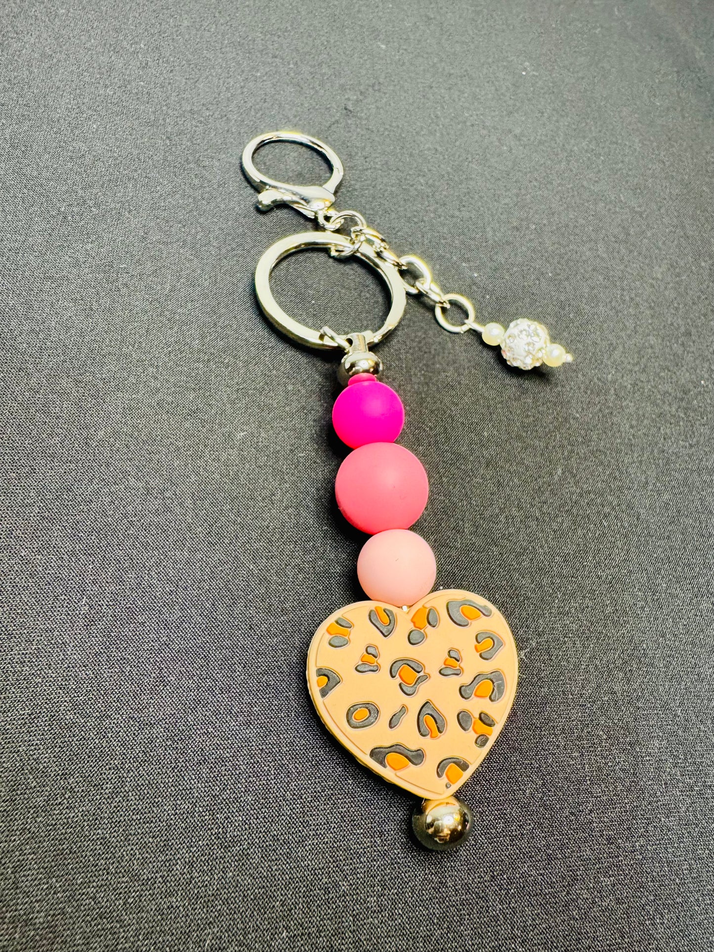 Cheetah Heart Print Keychain!