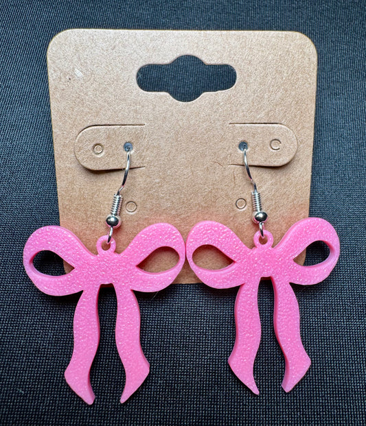 3D Printed Bow Ribbon Pink Earrings!