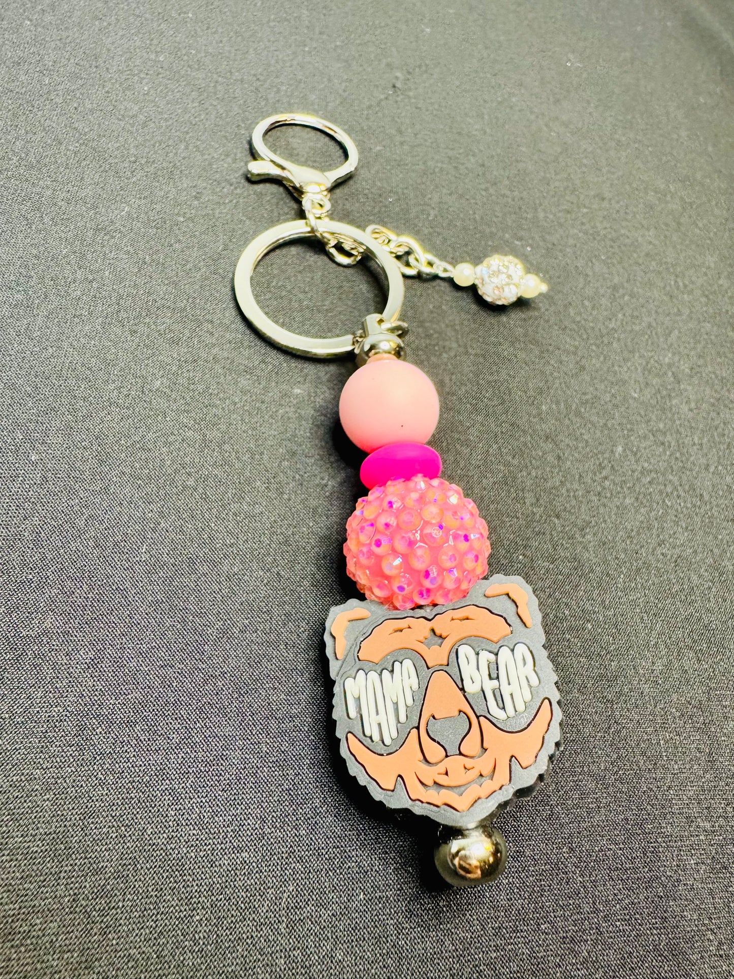 Adorable Mama Bear Pink Sparkly Keychain!